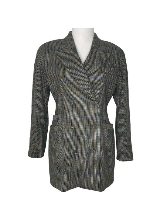 ESCADA Jackets & Blazers - Vintage Escada Wool Blazer Jacket by Margaretha Ley Size 38 Plaid Double Breast
